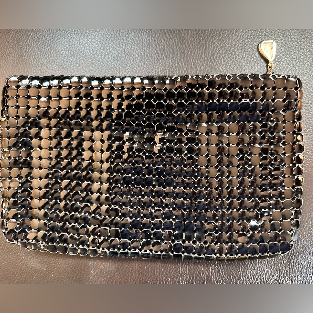 Vintage Whiting & Davis Purse Mesh Black Gold Tone Accents